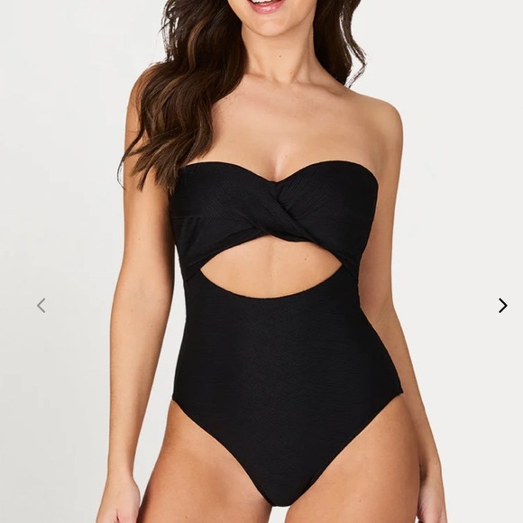 NIPTUCK SWIM Black Gamma Texture Luka Bandeau One Piece Size 6 - Picture 4 of 14